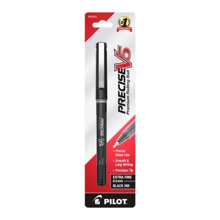 Pilot Pilot Precise V5 Rolling Ball Pen, Non-Refillable, Extra Fine, 0.5mm, Black Ink, 1 Each 35343
